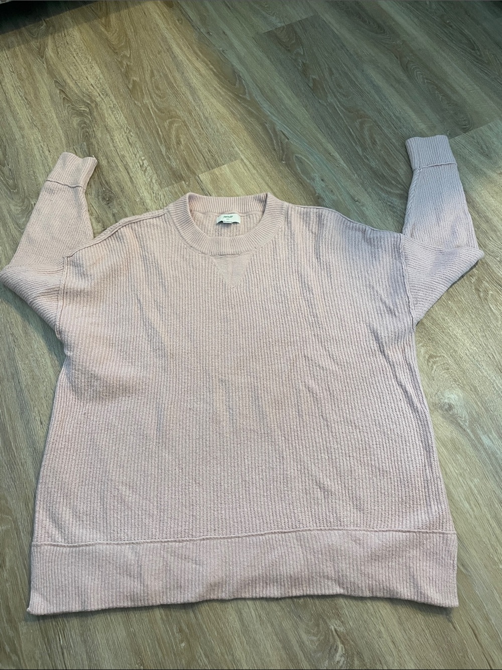aerie Dusty Pink Ribbed Crewneck Sweater